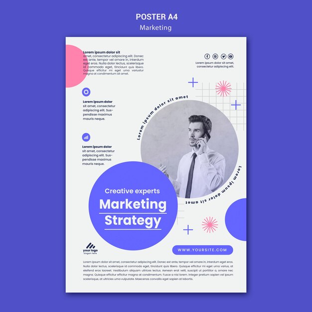 Modelo de cartaz de estratégia de marketing