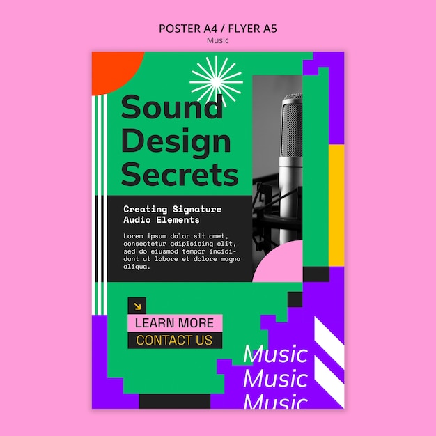 PSD grátis modelo de cartaz de evento de música de design plano