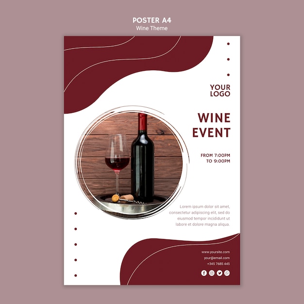 PSD grátis modelo de cartaz de evento de vinho