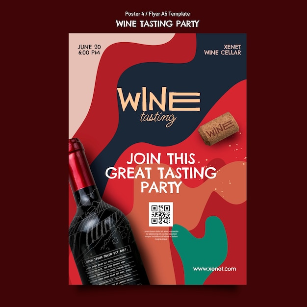 PSD grátis modelo de cartaz de festa de degustação de vinhos