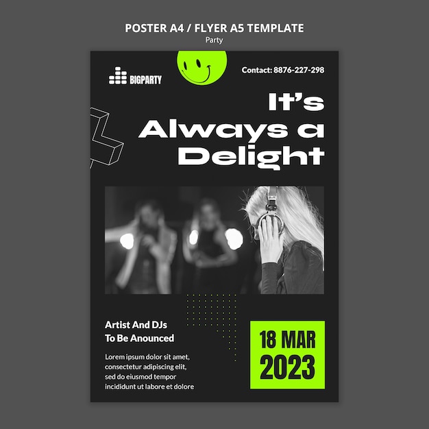 PSD grátis modelo de cartaz de festa de design plano