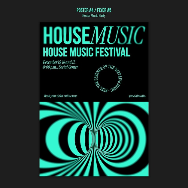 Modelo de cartaz de festa de música house