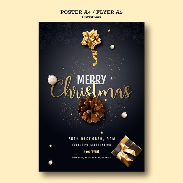 Modelo de cartaz de festa de Natal