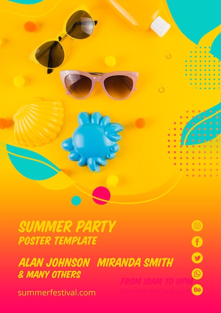 PSD grátis modelo de cartaz de festa de verão colorido