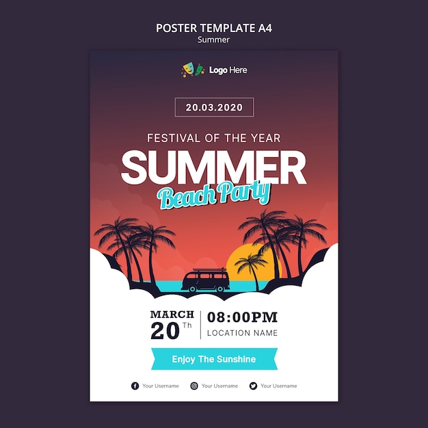 Modelo de cartaz de festa de verão