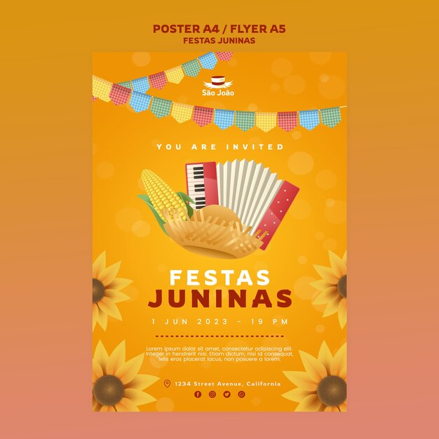 Modelo de cartaz de festa junina