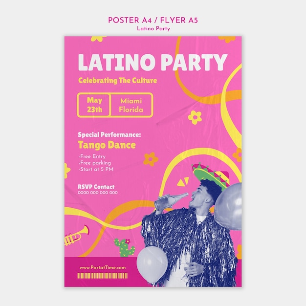 PSD grátis modelo de cartaz de festa latina