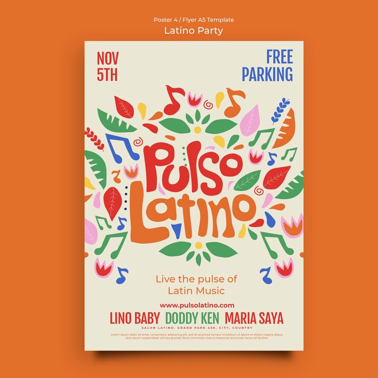 PSD grátis modelo de cartaz de festa latina