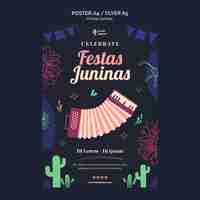 PSD grátis modelo de cartaz de festas juninas de design plano