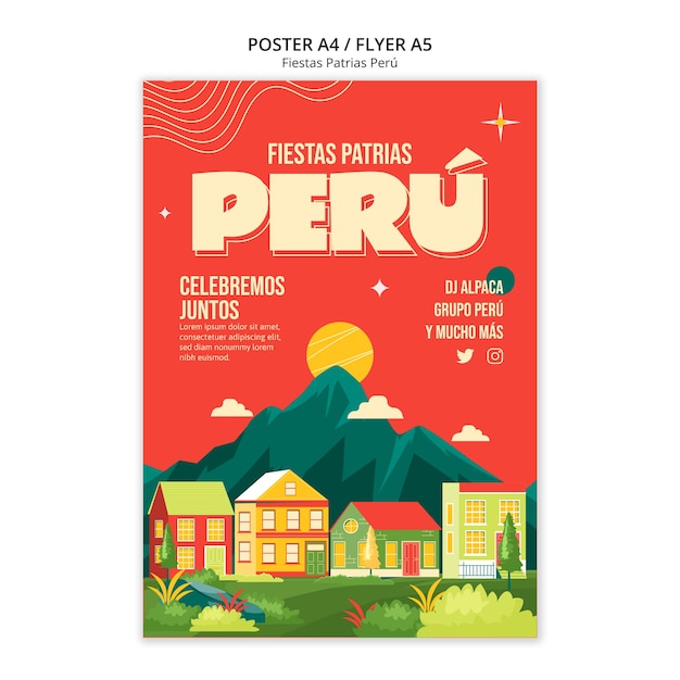 PSD grátis modelo de cartaz de festas pátrias peru