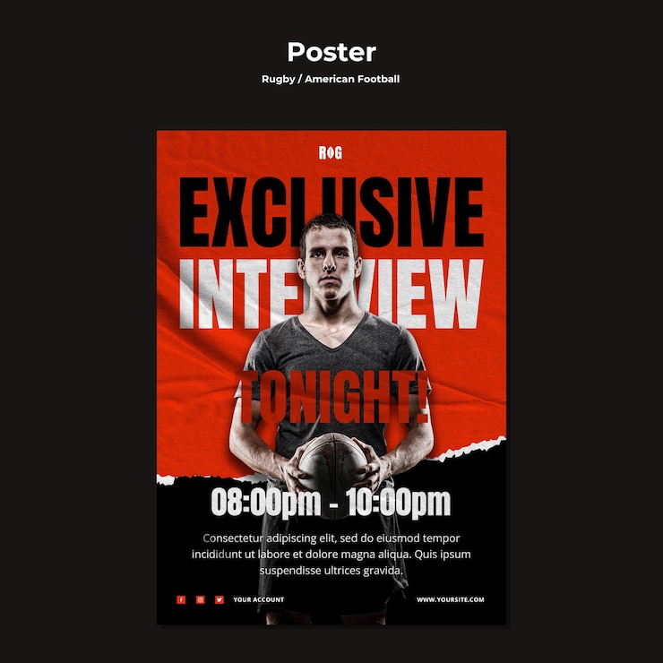 PSD grátis modelo de cartaz de futebol americano