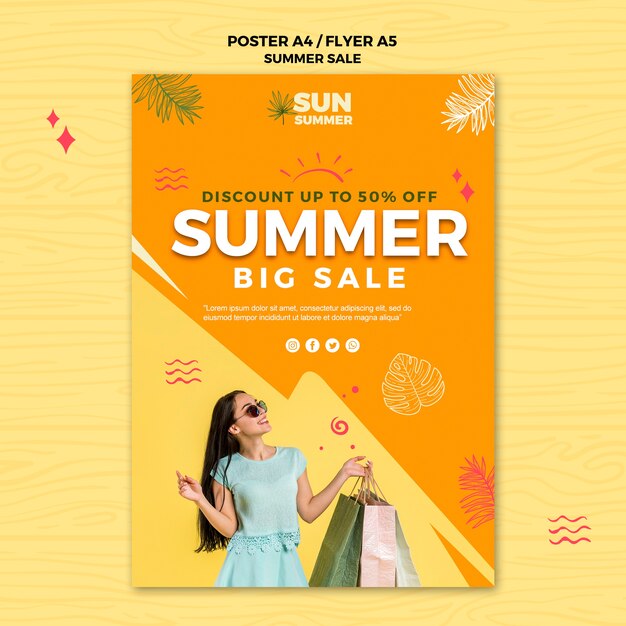 Modelo de cartaz de grandes vendas de verão