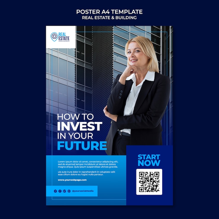 PSD grátis modelo de cartaz de investimento imobiliário