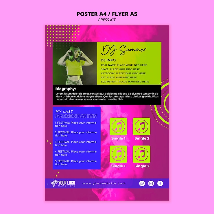 PSD grátis modelo de cartaz de kit de imprensa de design plano