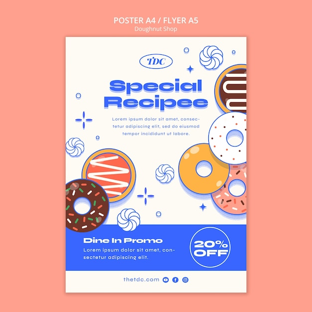 PSD grátis modelo de cartaz de loja de donuts