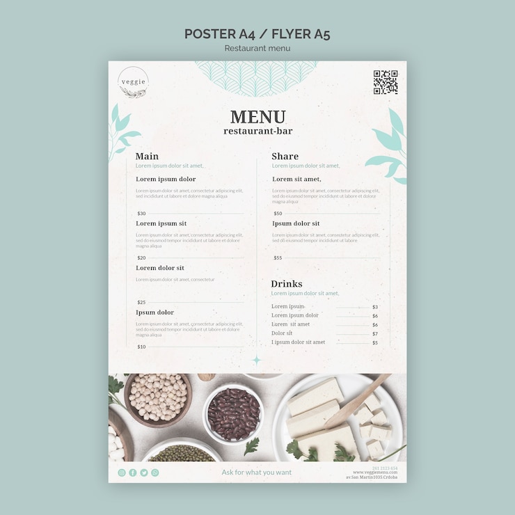 PSD grátis modelo de cartaz de menu de restaurante