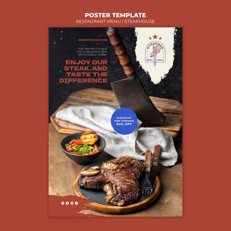 PSD grátis modelo de cartaz de menu de restaurante