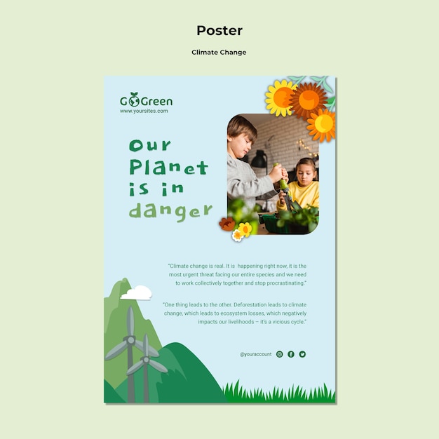 Modelo de cartaz de mudança climática