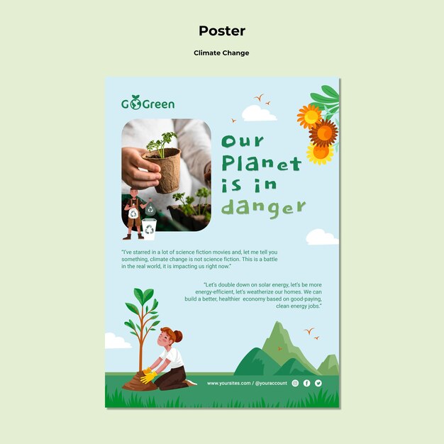 Modelo de cartaz de mudança climática