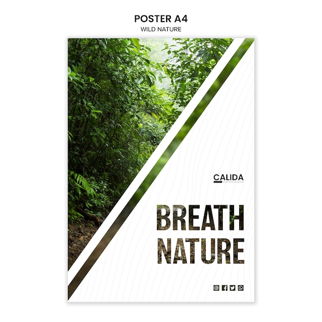 PSD grátis modelo de cartaz de natureza selvagem com foto