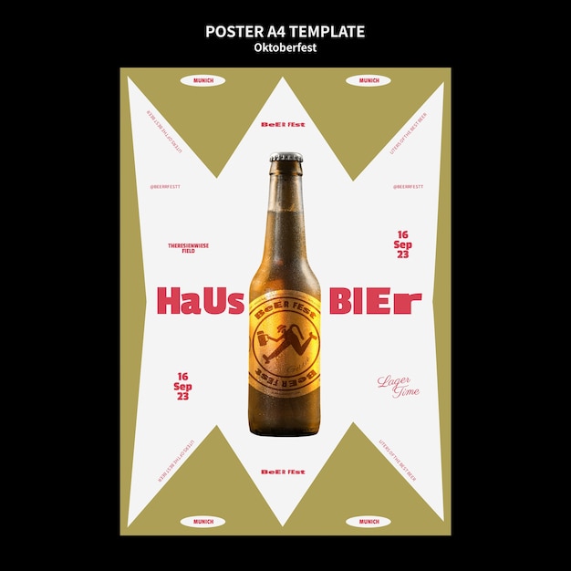 Modelo de cartaz de oktoberfest design plano