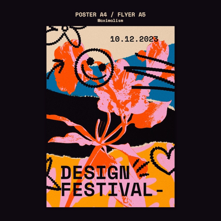 PSD grátis modelo de cartaz de projeto de festival