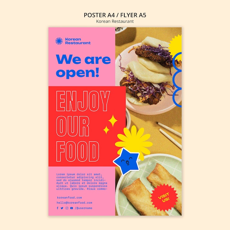 PSD grátis modelo de cartaz de restaurante coreano