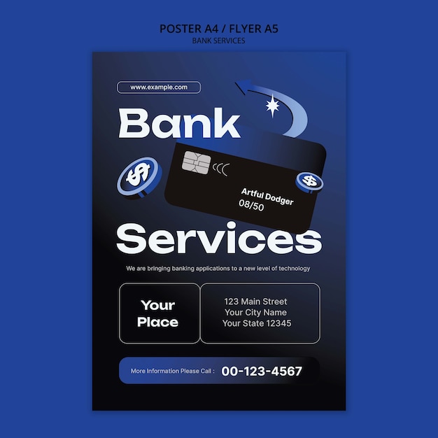 PSD grátis modelo de cartaz de serviços bancários