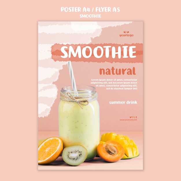 PSD grátis modelo de cartaz de smoothie refrescante