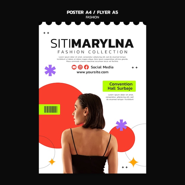 PSD grátis modelo de cartaz de tendências de moda de design plano