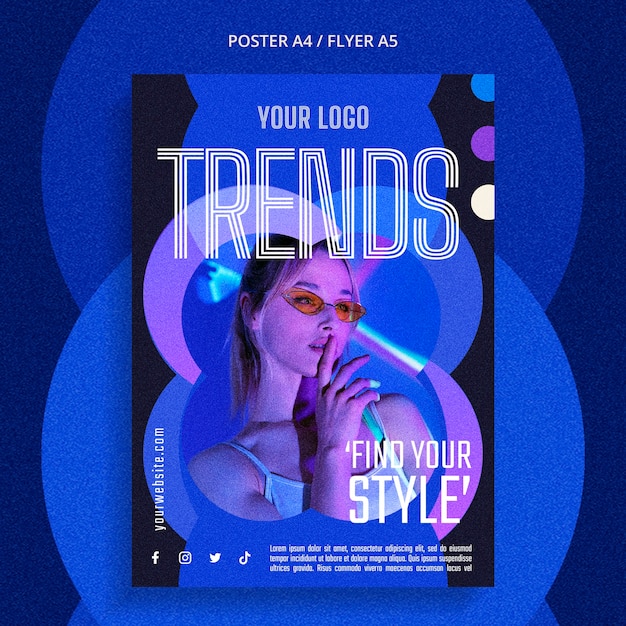 PSD grátis modelo de cartaz de tendências de moda gradiente