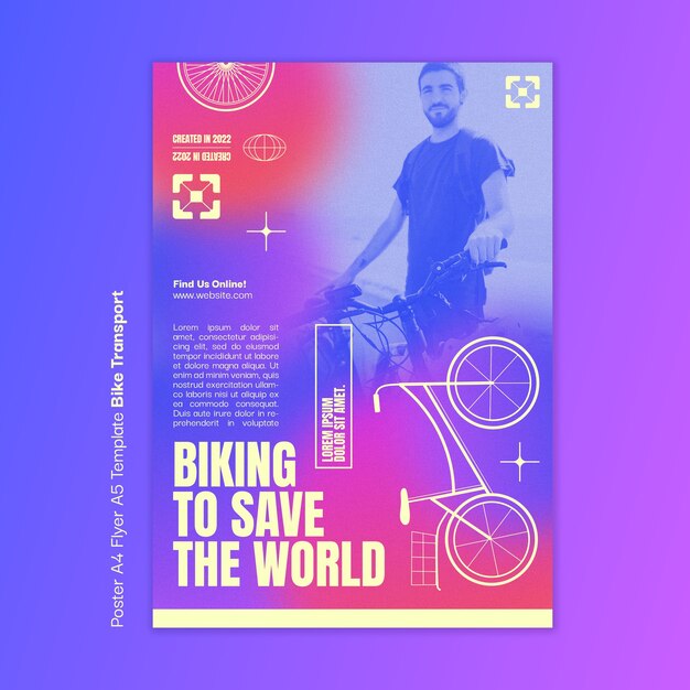 Modelo de cartaz de transporte de bicicleta gradiente