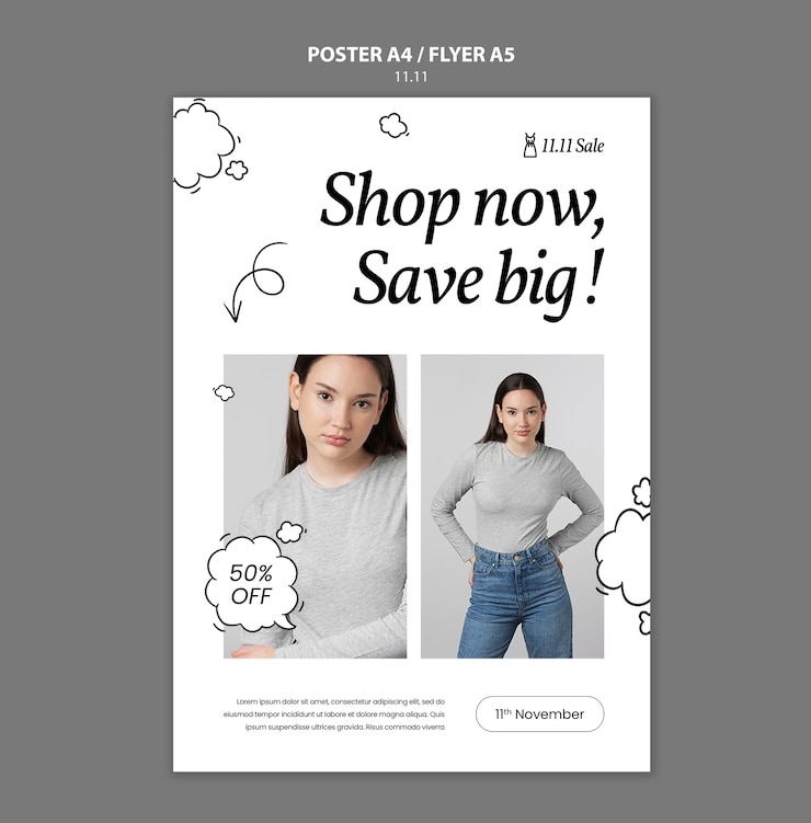 PSD grátis modelo de cartaz de venda instantânea 11.11
