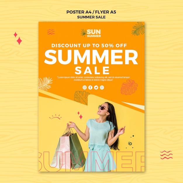 PSD grátis modelo de cartaz de vendas com desconto de verão