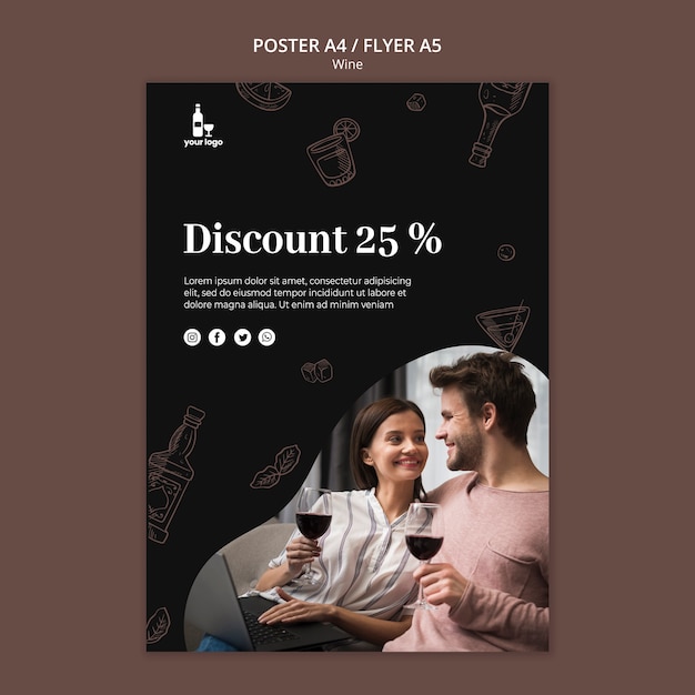 PSD grátis modelo de cartaz de vinho