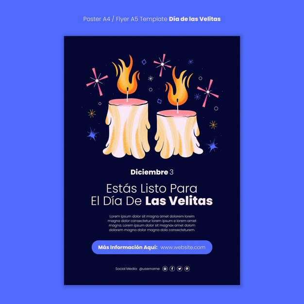 Modelo de cartaz desenhado à mão dia de las velitas