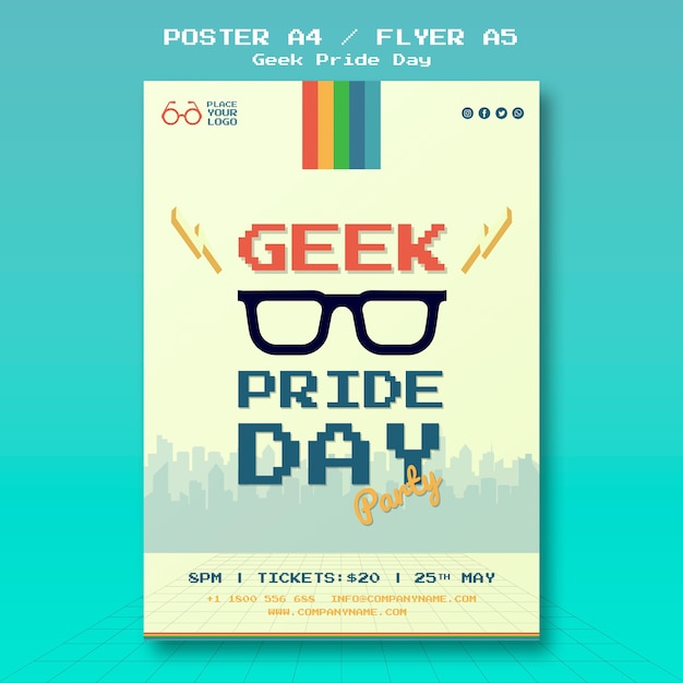 PSD grátis modelo de cartaz - dia do orgulho nerd