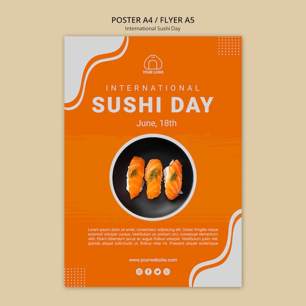 PSD grátis modelo de cartaz - dia internacional do sushi