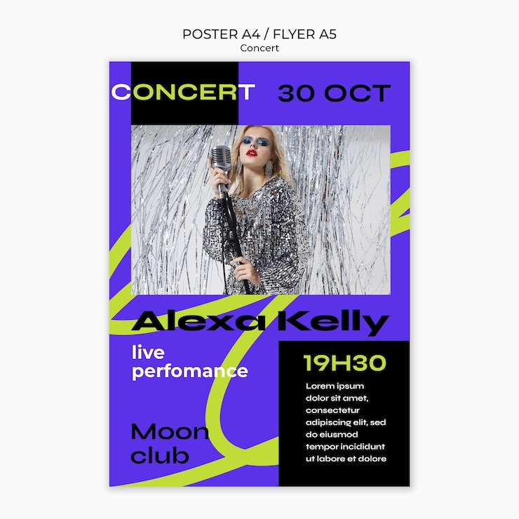 PSD grátis modelo de cartaz divertido de concerto