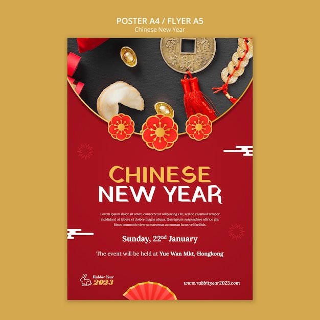 Modelo de cartaz do ano novo chinês