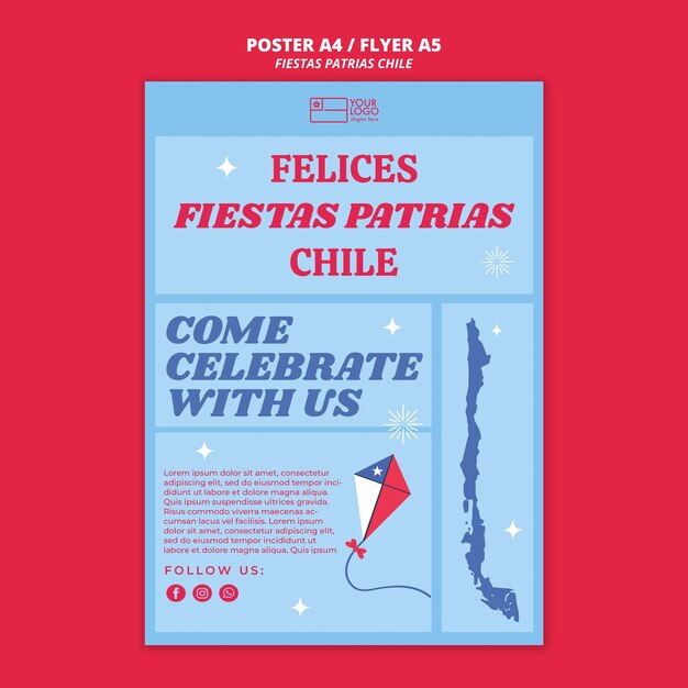 Modelo de cartaz do chile de festas pátrias
