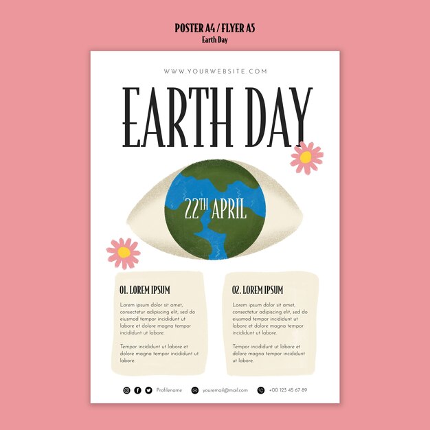Modelo de cartaz do Dia da Terra desenhado à mão