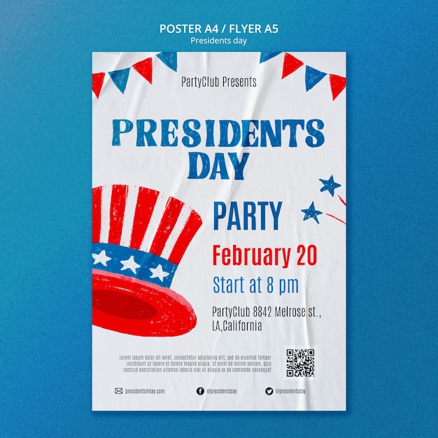 PSD grátis modelo de cartaz do dia dos presidentes