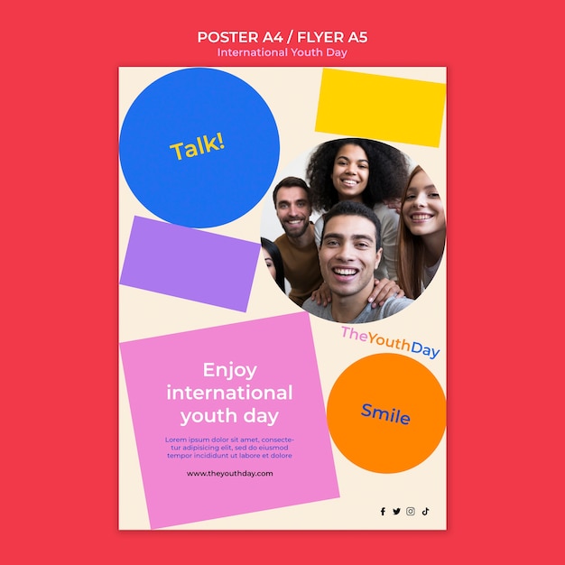 PSD grátis modelo de cartaz do dia internacional da juventude