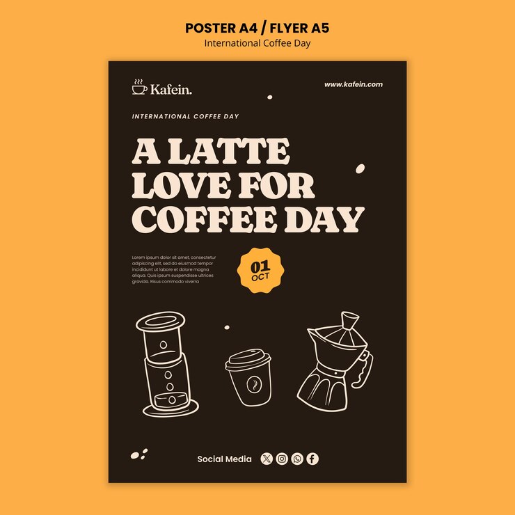 PSD grátis modelo de cartaz do dia internacional do café