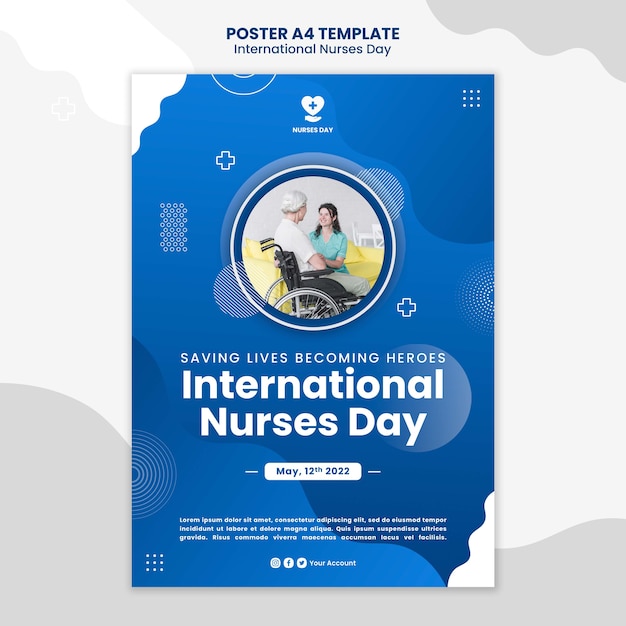 PSD grátis modelo de cartaz do dia internacional dos enfermeiros