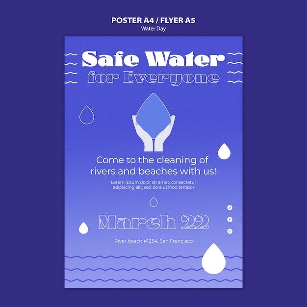 PSD grátis modelo de cartaz do dia mundial da água