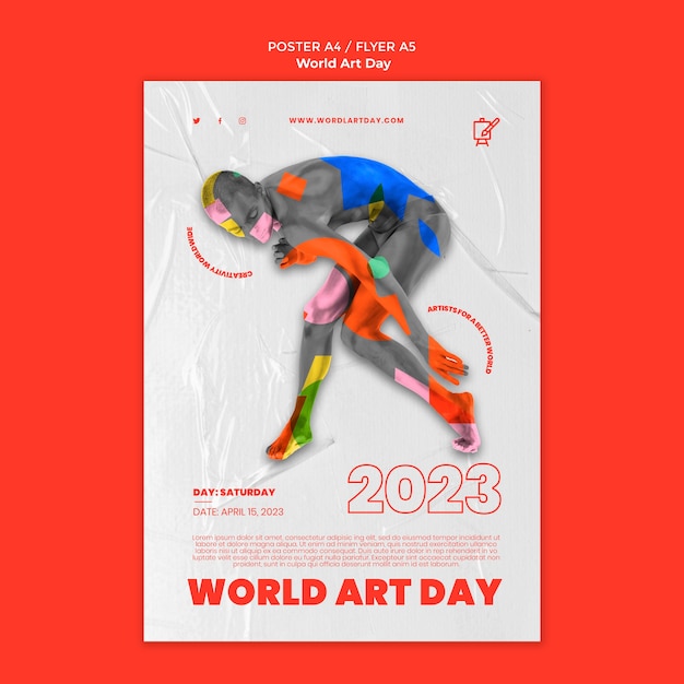 PSD grátis modelo de cartaz do dia mundial da arte