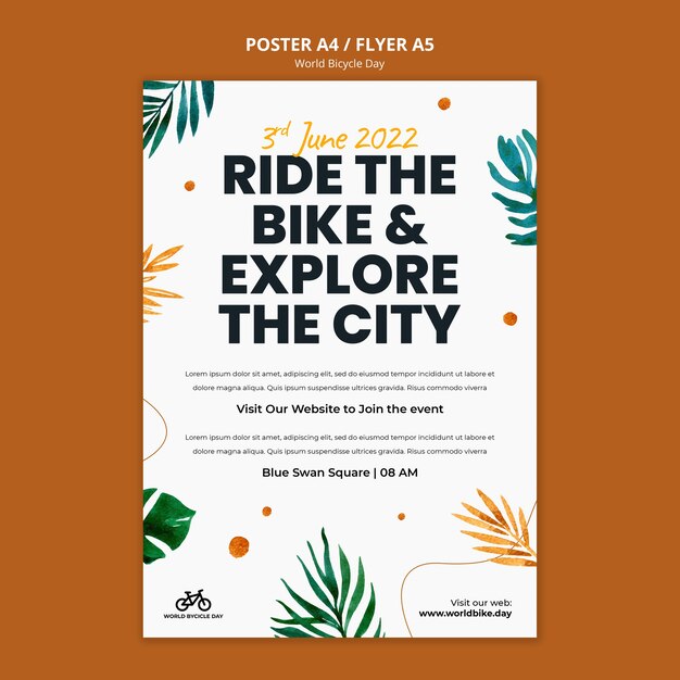 Modelo de cartaz do dia mundial da bicicleta