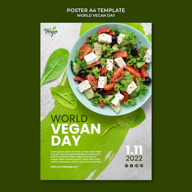 PSD grátis modelo de cartaz do dia mundial da comida vegana